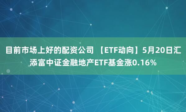 目前市场上好的配资公司 【ETF动向】5月20日汇添富中证金融地产ETF基金涨0.16%
