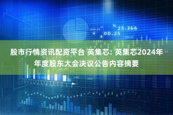 股市行情资讯配资平台 英集芯: 英集芯2024年年度股东大会决议公告内容摘要
